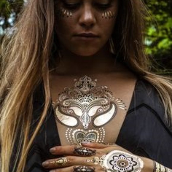 3 sheets Golden Silver Temporary Tattoo - Picture 13 of 13